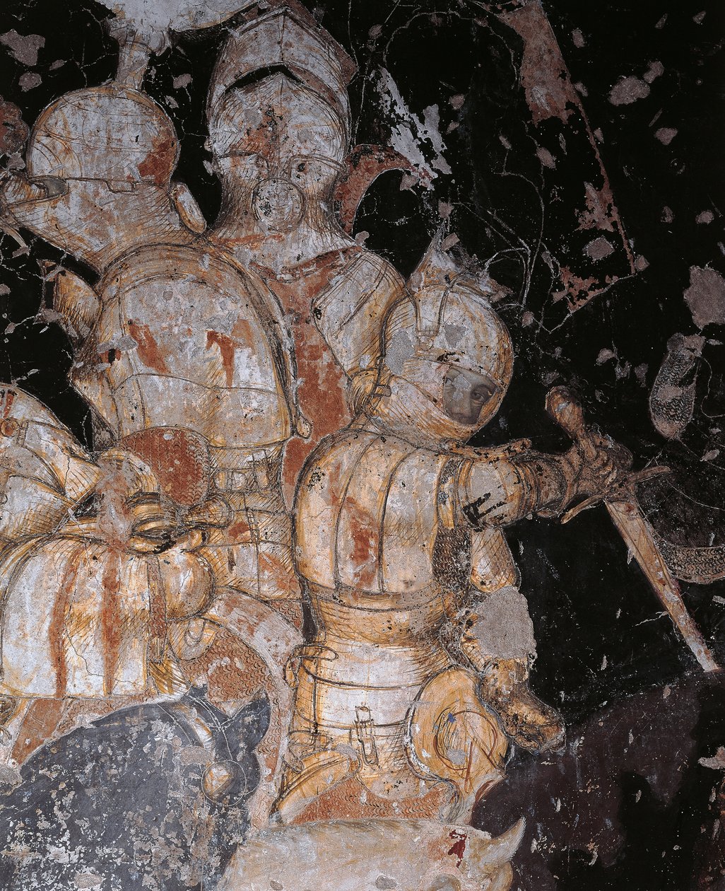 Tournament-Battle of Louvezerp, by Antonio Pisano known as Pisanello, Fresco, Detail, Palazzo Ducale, Mantua by Antonio Pisanello