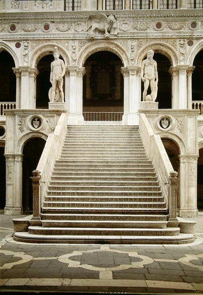 View of the Scala dei Giganti, designed by Antonio Rizzo with statues of Mars and Neptune by Jacopo Sansovino by Antonio Rizzo