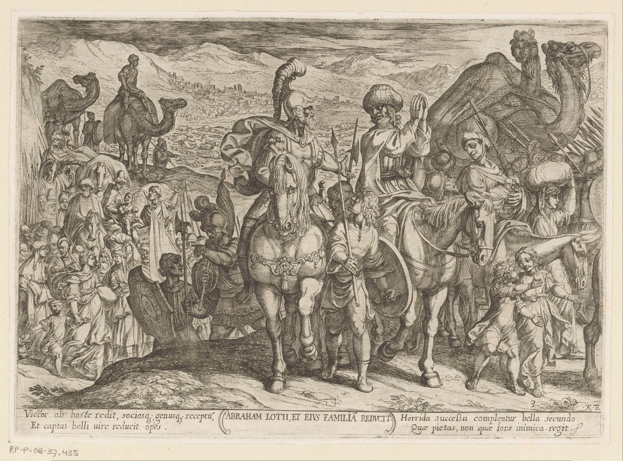Abraham Brings Lot and His Family to His Own Land (Old Testament Battle Scenes) by Antonio Tempesta