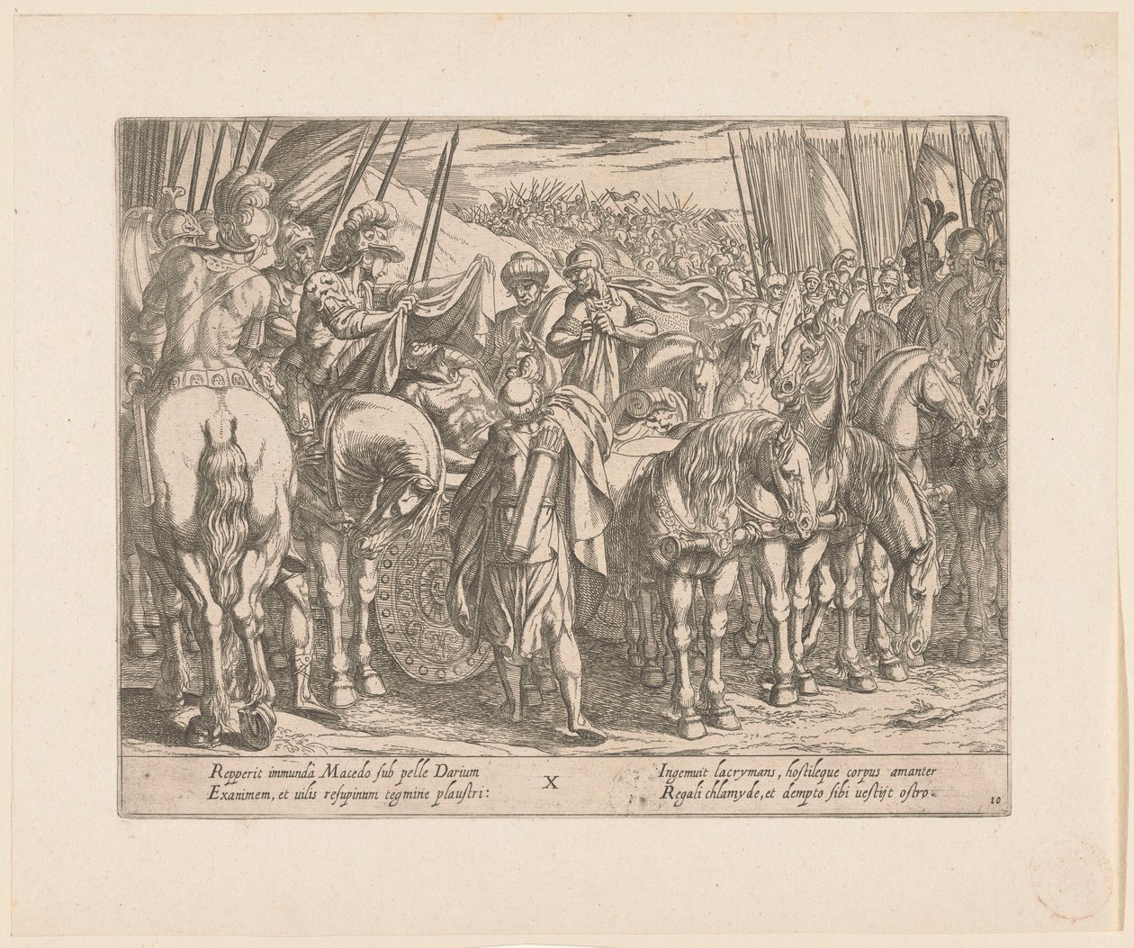 Alexander the Great finds the body of Darius by Antonio Tempesta