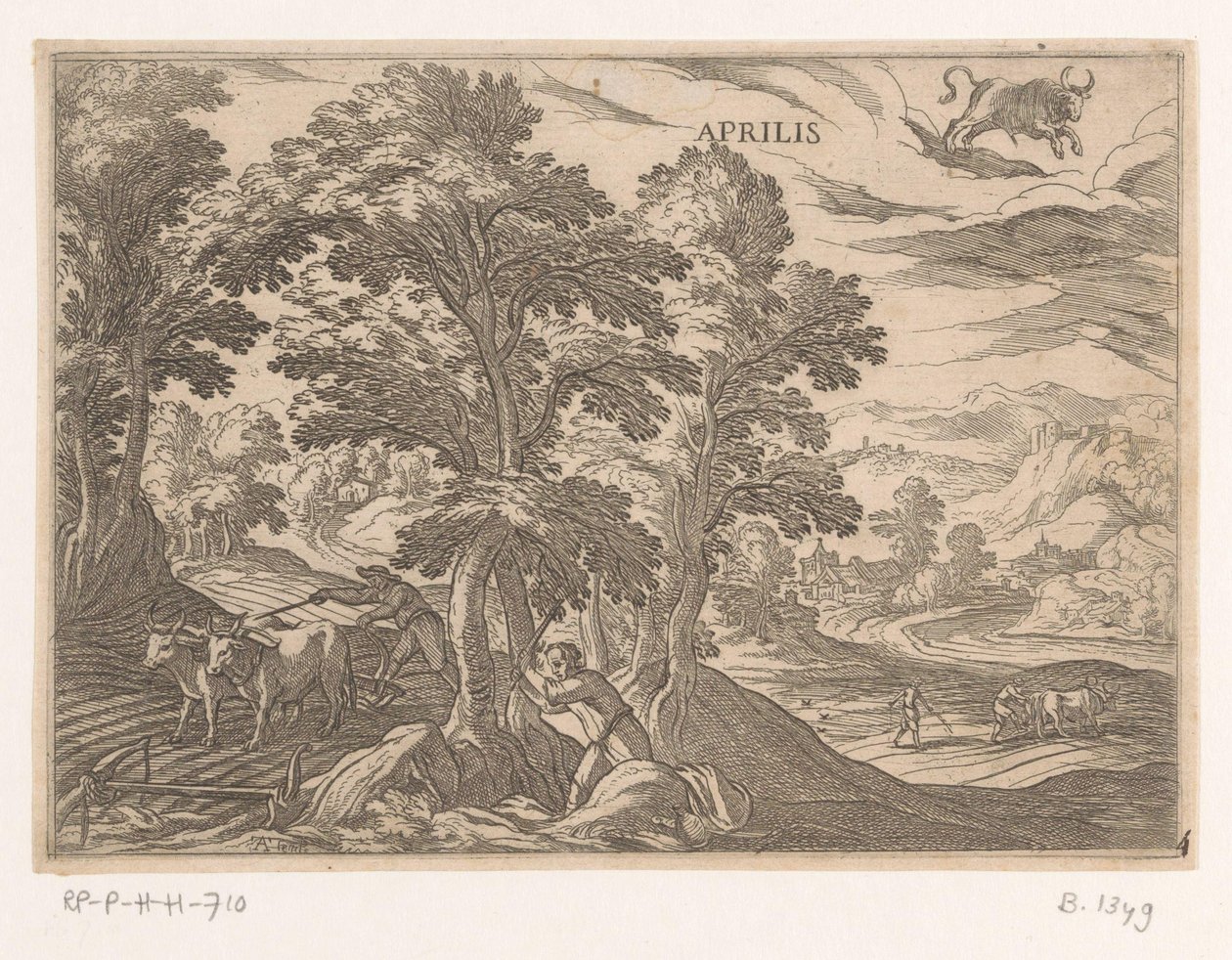 April: Plowing and Sowing (Bull) (series title: The Twelve Months) by Antonio Tempesta