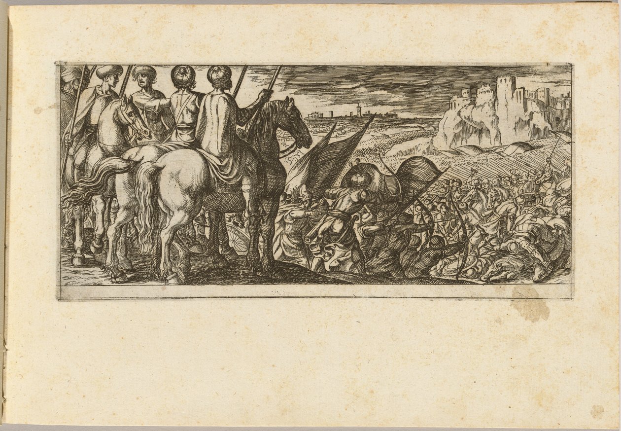 Battle Scene with Cavalry Observing from a Hill by Antonio Tempesta