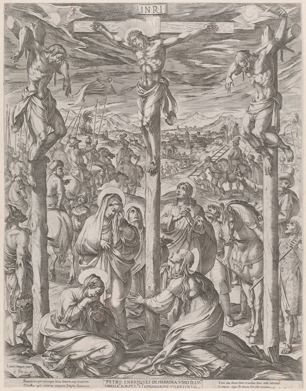 Christ Crucified Between the Two Thieves, the Three Marys at the Foot of the Cross by Antonio Tempesta