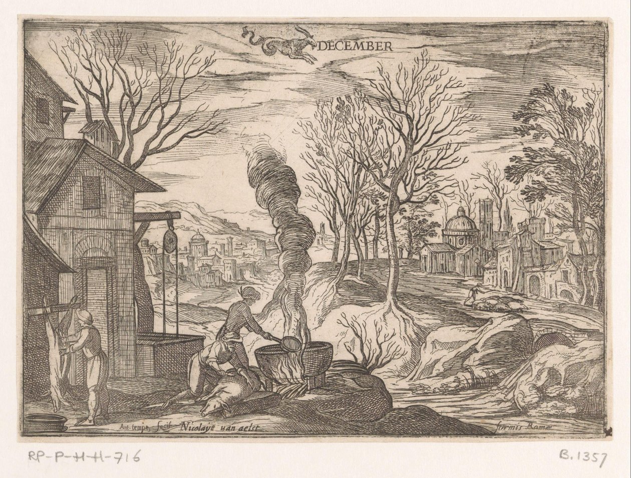December: Slaughtering Pigs (Capricorn) by Antonio Tempesta