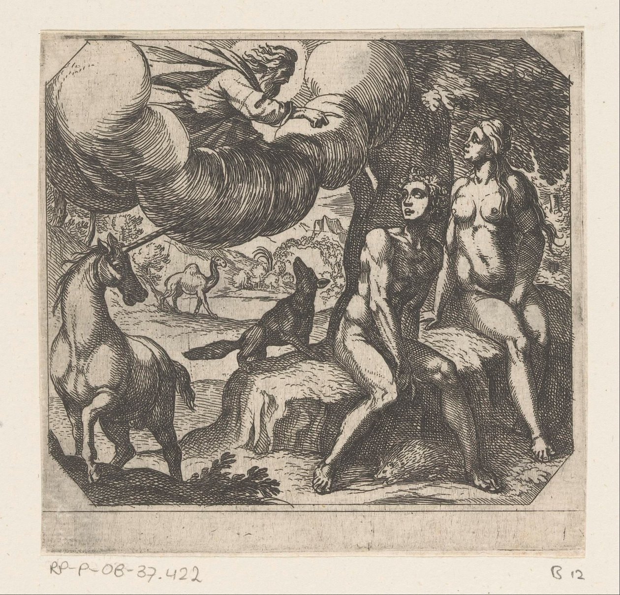 God Reproaches Adam and Eve for Their Disobedience (The Creation) by Antonio Tempesta