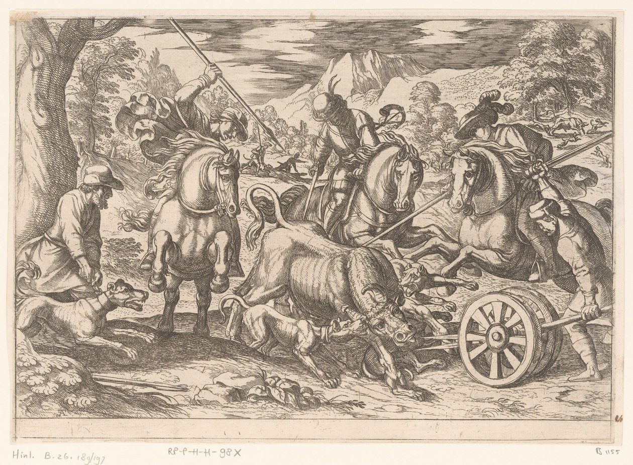 Hunting Wild Bulls (Hunting Scenes, Part 7) by Antonio Tempesta