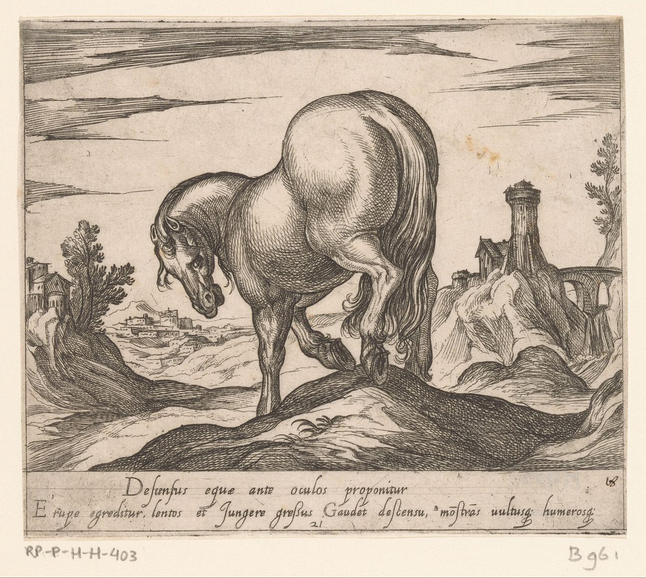 Horse Descending a Hill Seen from Behind by Antonio Tempesta