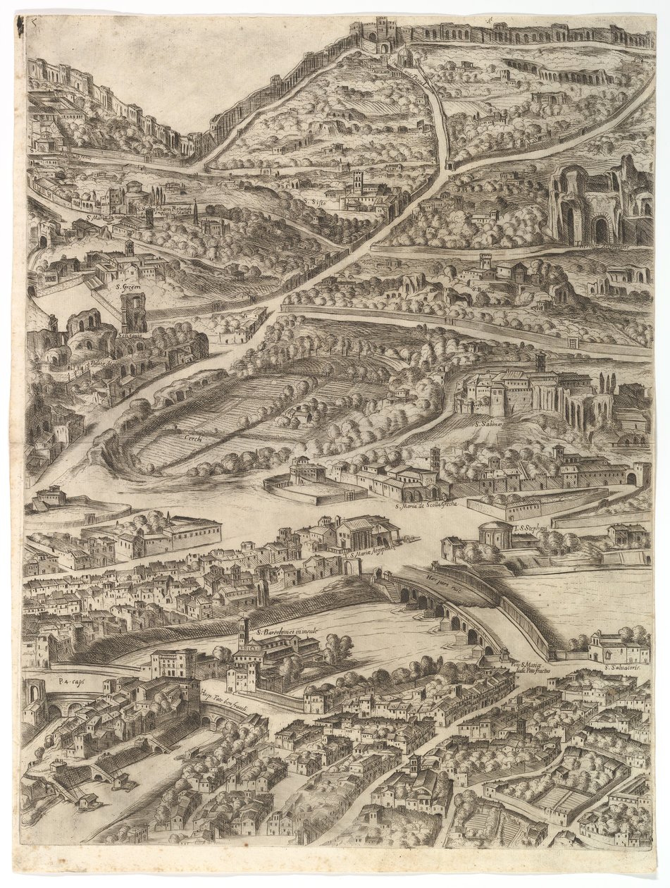 Plan of the City of Rome: Part 5 with the Baths of Caracalla, the Santa Sabina and Part of... by Antonio Tempesta