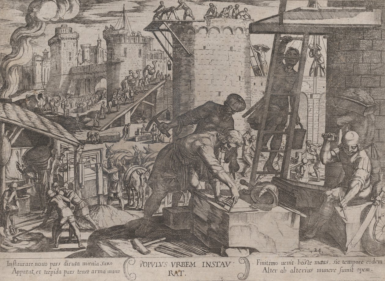 The Israelites Rebuilding the Walls of Jerusalem, from 