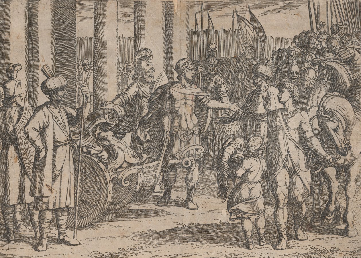 Alexander Cutting the Gordian Knot, from The Deeds of Alexander the Great (Plate 2) by Antonio Tempesta
