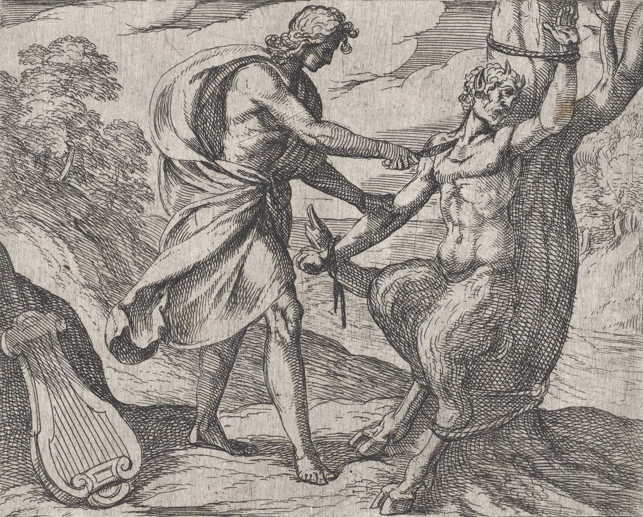 Plate 58: Apollo Killing Marsyas Marsyas Victus ab Apolline Excoriatur, from Ovid
