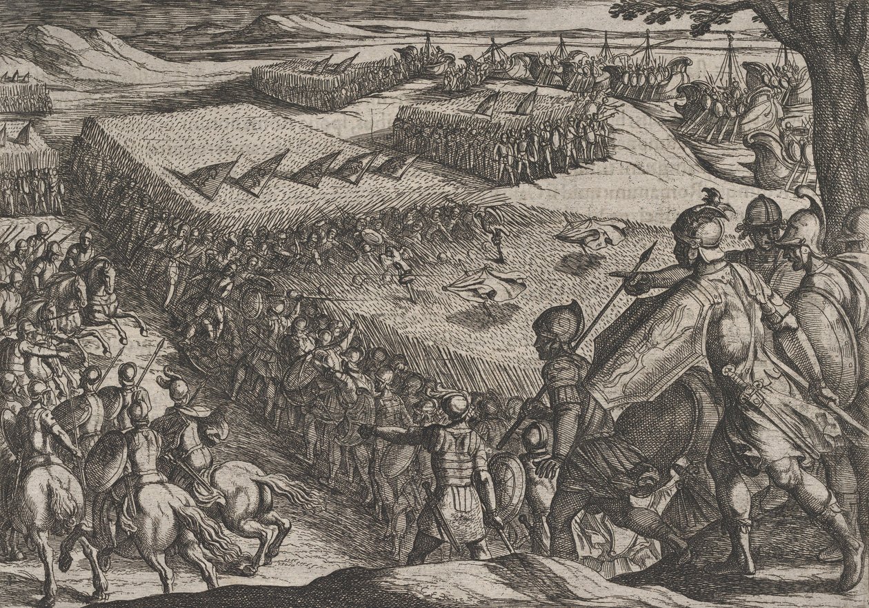 Plate 6: Romans Defeated Near the Rhine, from The War of the Romans Against the Batavians, 1611 by Antonio Tempesta
