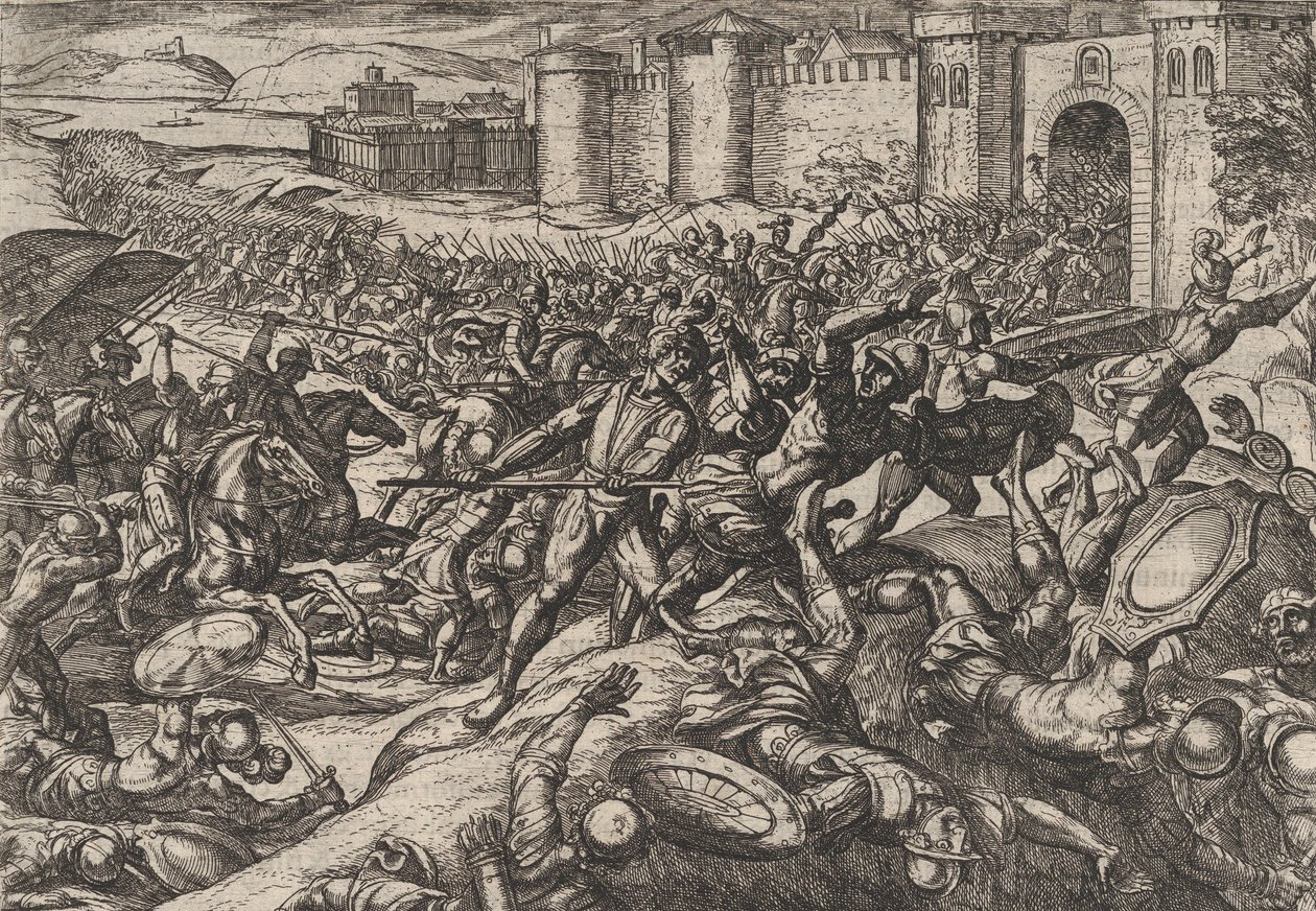 Plate 9: The Romans Defeated by the Dutch Troops at Bonna, from The War of the Romans by Antonio Tempesta