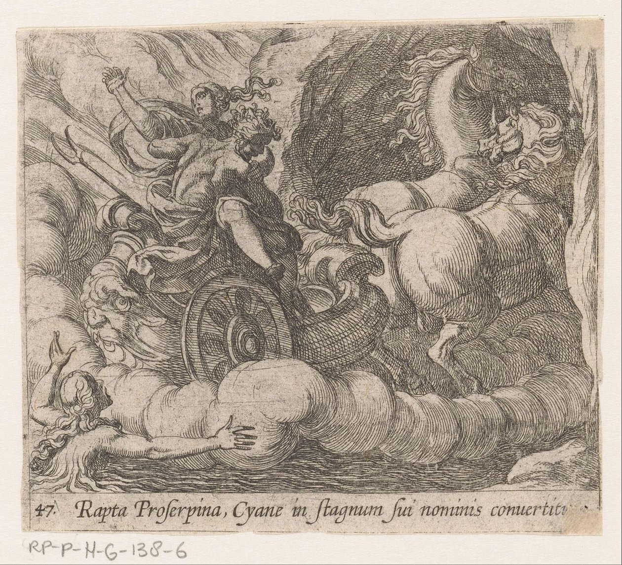 Pluto Leading Proserpina Past the Nymph Cyane (Metamorphoses of Ovid) by Antonio Tempesta