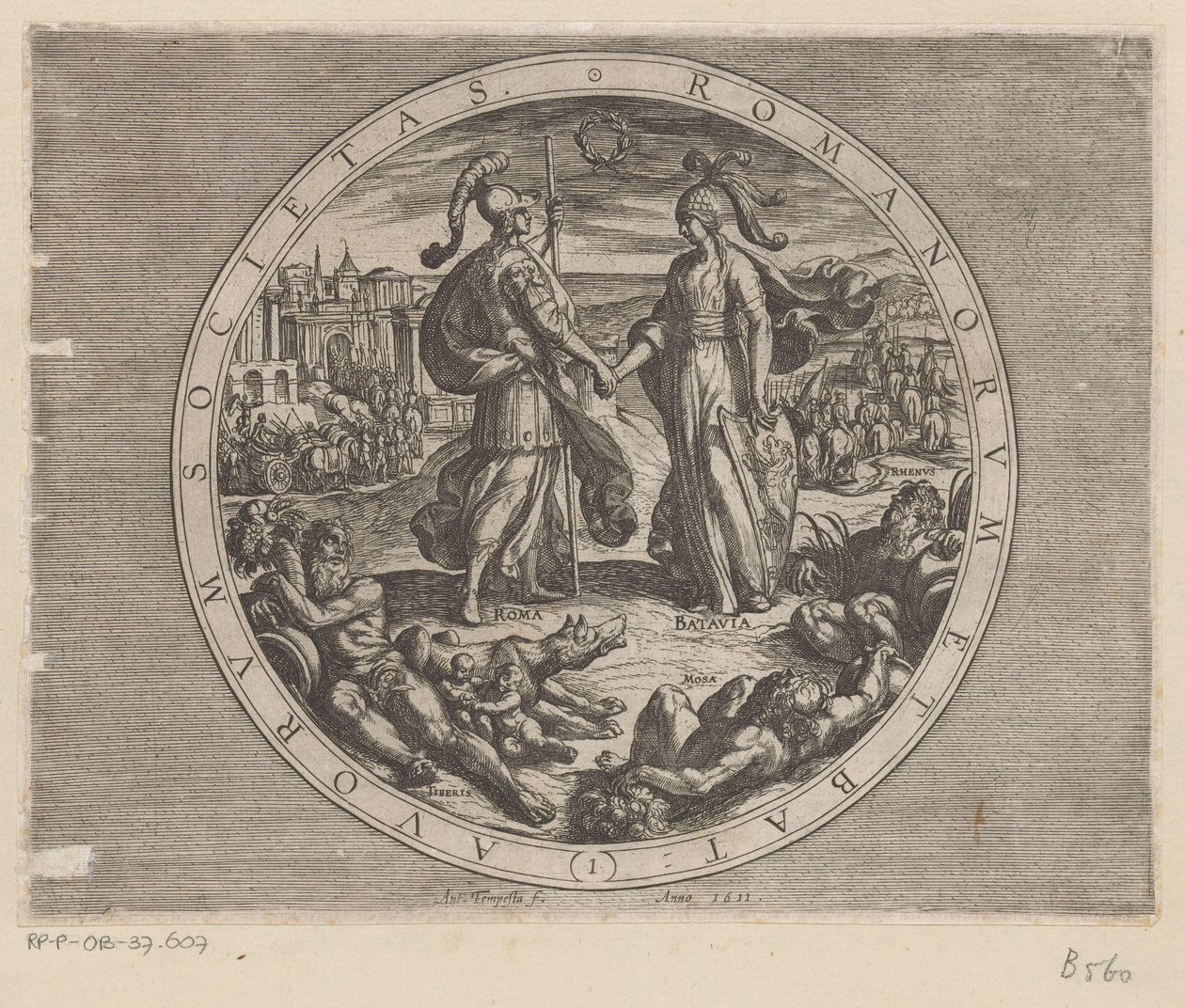 Rome and Batavia Shake Hands (The Batavian Wars Against the Romans) by Antonio Tempesta