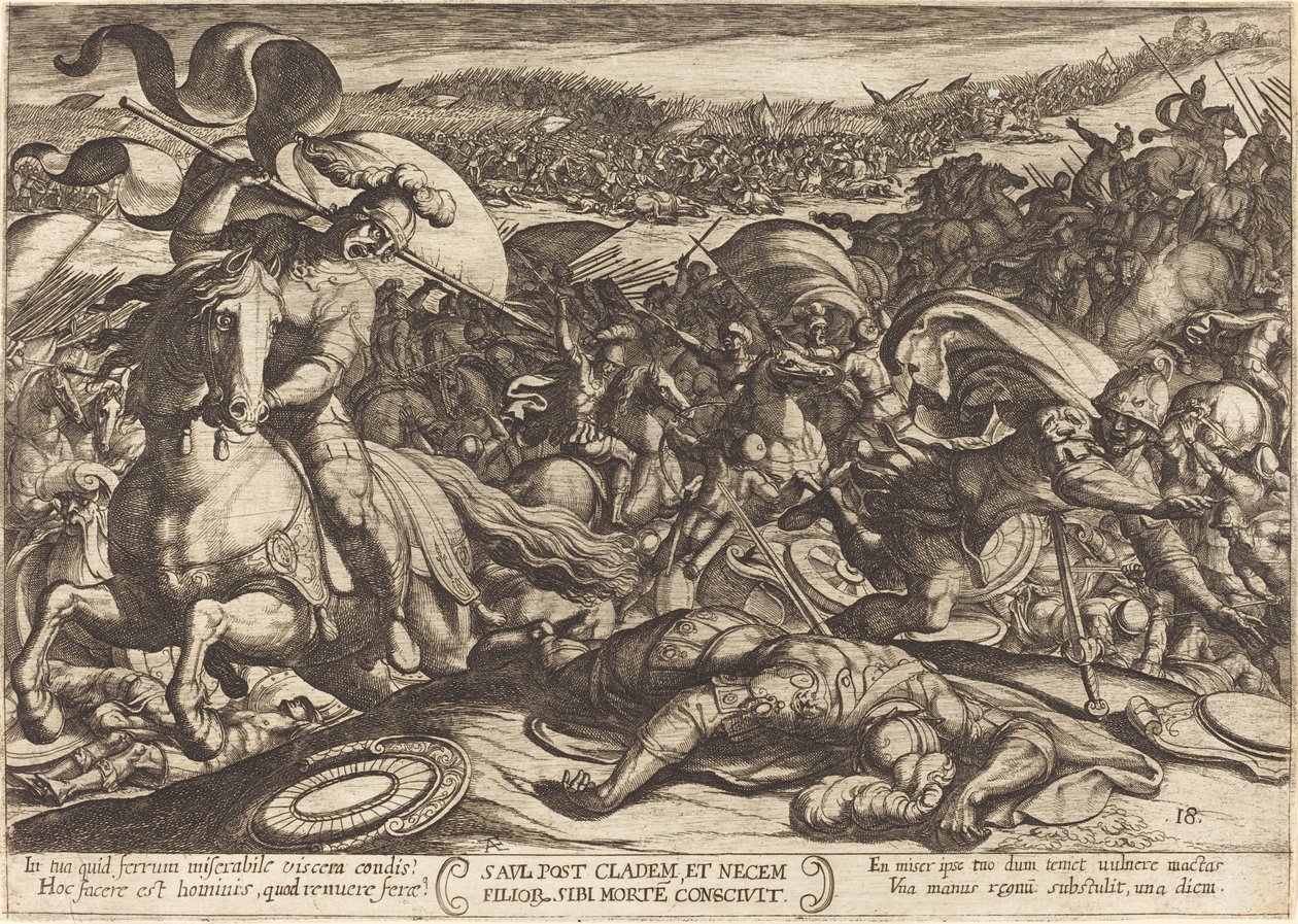 Saul Kills Himself after the Defeat of his Army by the Philistines by Antonio Tempesta