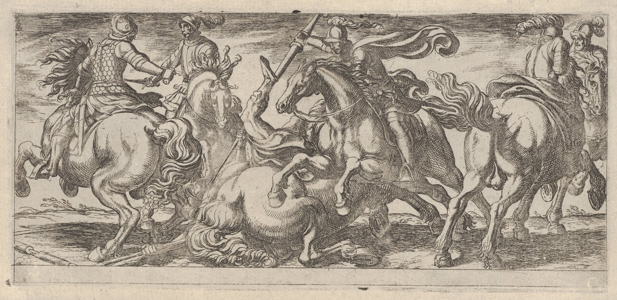 Six Cavalrymen in Combat, from Battle Scenes I by Antonio Tempesta