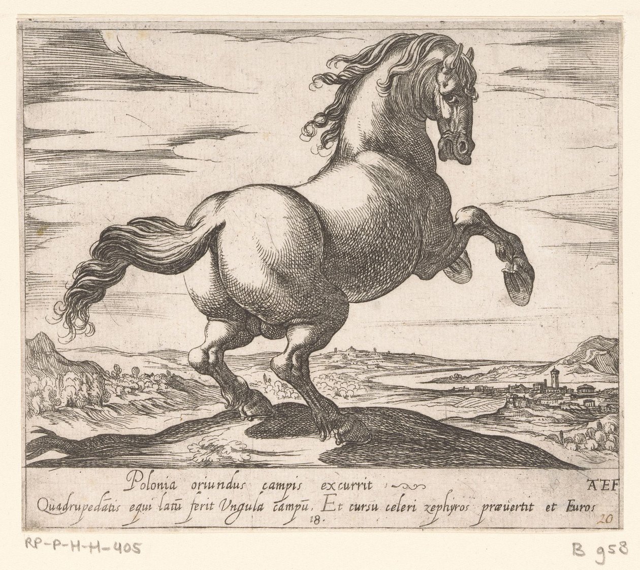 Rearing Horse Facing Right (series title: Horses from Different Countries) by Antonio Tempesta