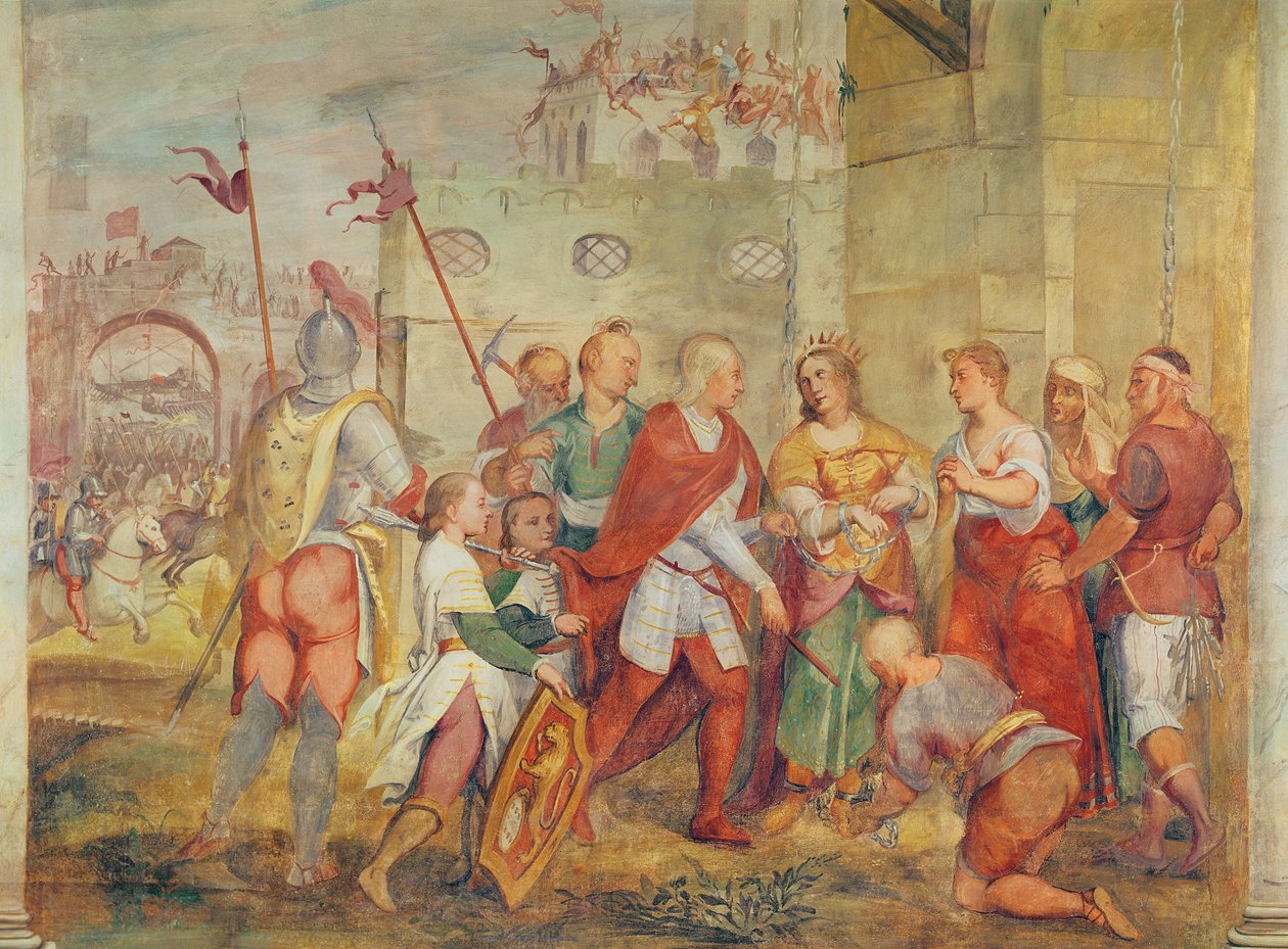 Jacopo Barbarigo freeing Queen Margaret of Hungary from the Turks in 1426 by Antonio Vassilacchi