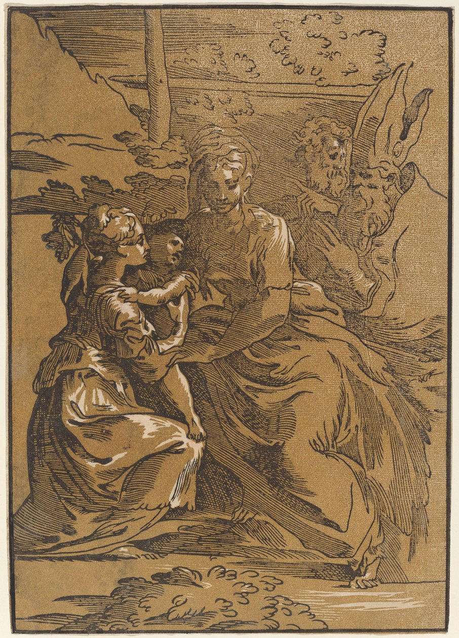 The Holy Family with Two Saints by Antonio da Trento after Parmigianino