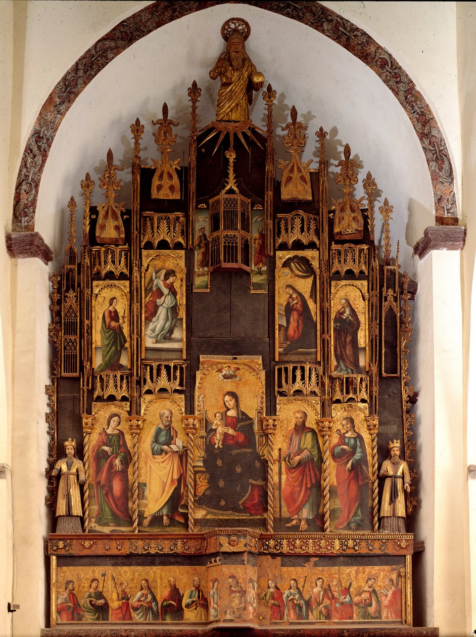 Polyptych of the Poem of Redemption and Coronation of the Virgin Mary Wood Painting by Antonello de Saliba by Antonio de Saliba