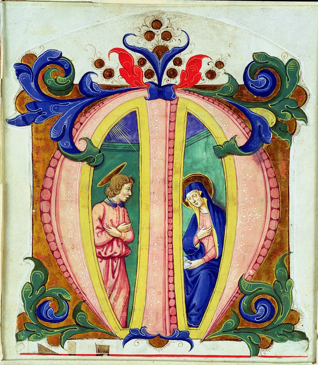 Historiated initial M depicting the Annunciation by Antonio di Niccolo di Lorenzo