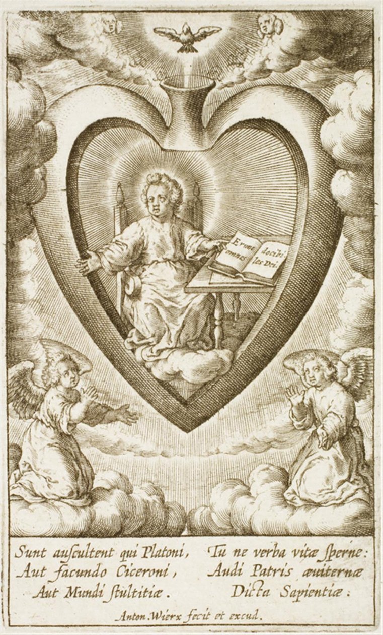 The Christ Child Sitting in the Sacred Heart with an Open Book by Antonius Wierix (II)