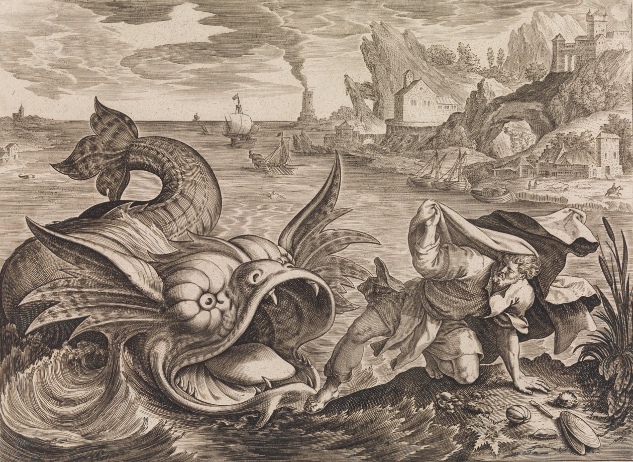 Jonah Cast on Shore by the Fish, ca. 1585 by Antonius Wierix
