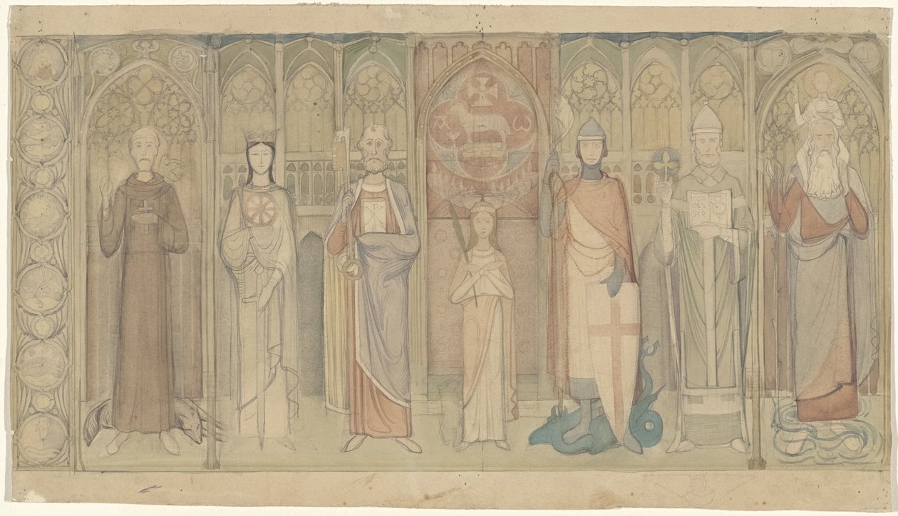 Design for the Second Bossche Wall: Seven Standing Saints by Antoon Derkinderen