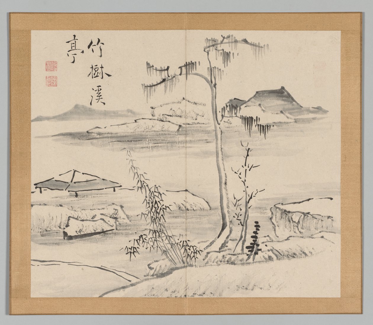 Double Album of Landscape Studies after Ikeno Taiga, Volume 2 Leaf 24 by Aoki Shukuya