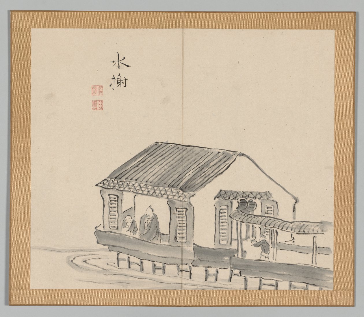 Double Album of Landscape Studies after Ikeno Taiga, Volume 2 Leaf 29 by Aoki Shukuya