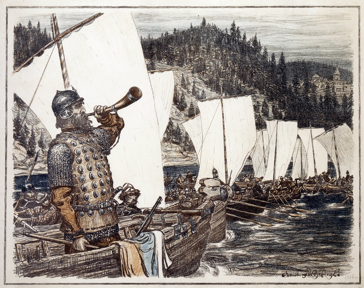 Yermak Timofeyevich on the Irtysh by Apollinari Mikhailovich Vasnetsov