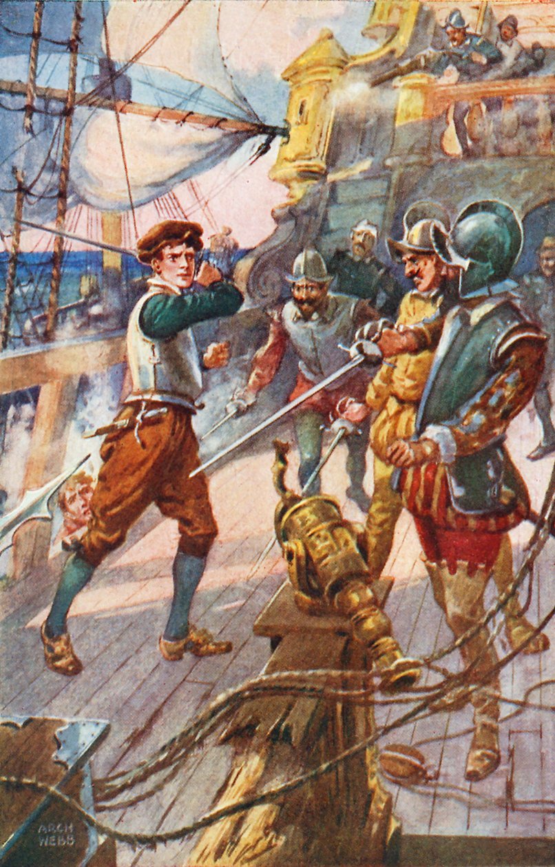 Boarding a Spanish Galleon by Archibald Bertram (after) Webb