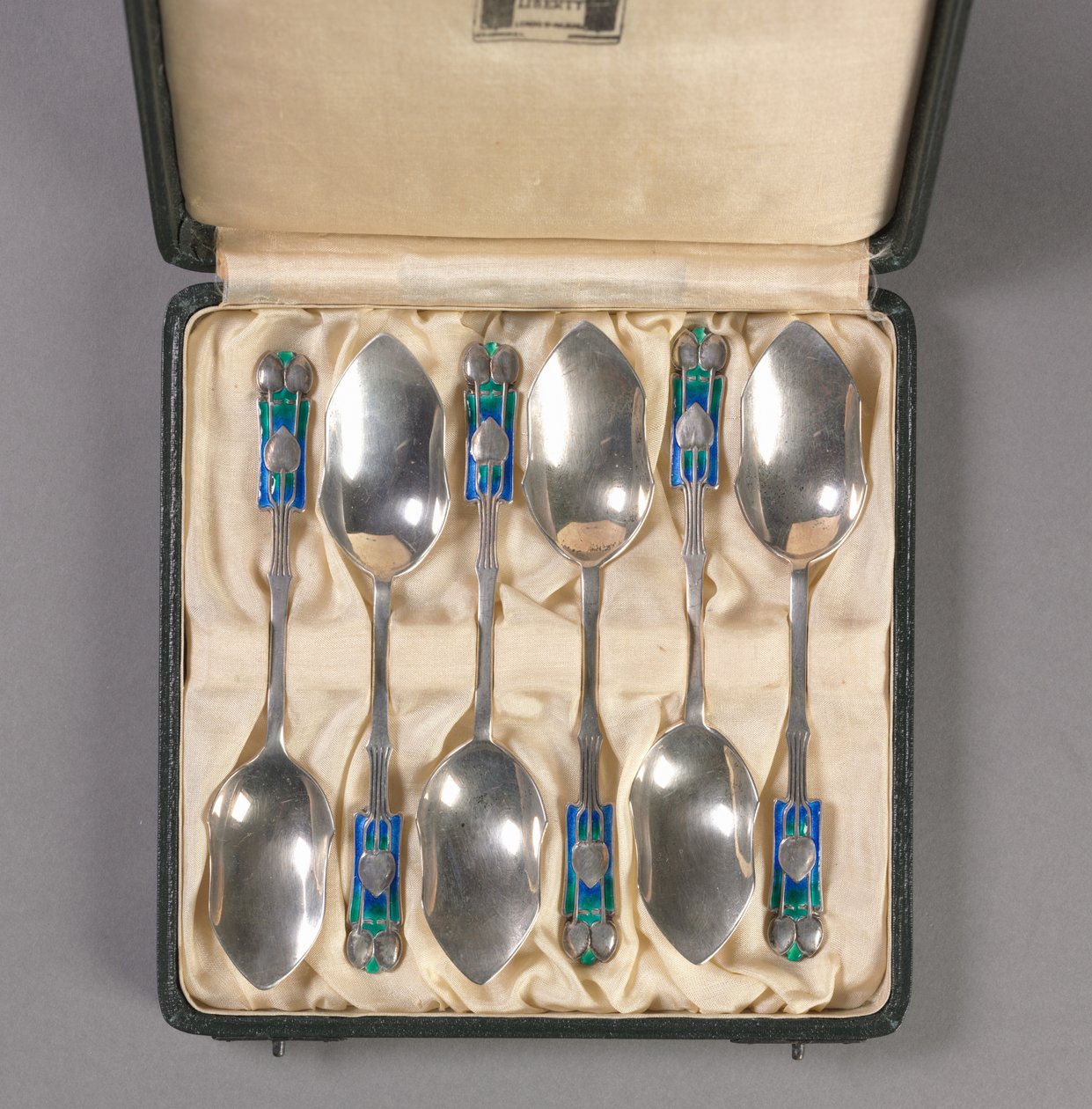 Set of Six Spoons in Original Box, Manufacturer Liberty and Company, c.1895-1910 by Archibald Knox