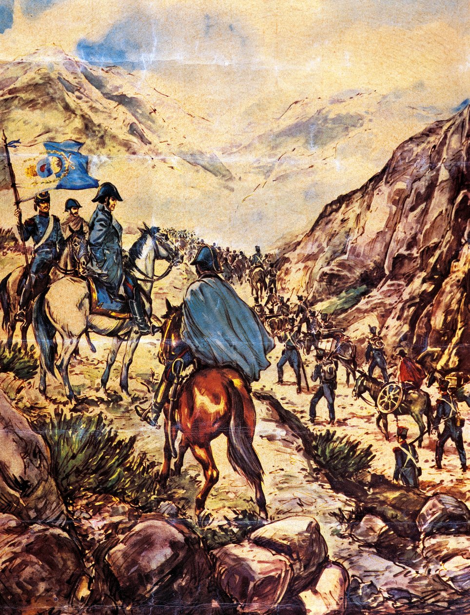 General José de San Martín, also known as the Liberator of the South, crossing the Andes with his army towards Peru by Argentinian School