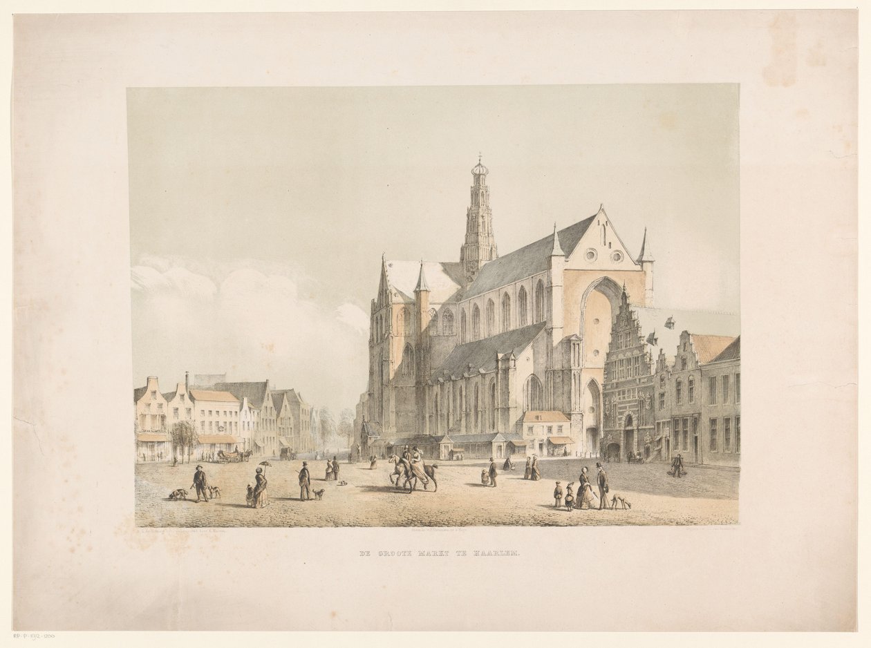 View of St. Bavo Church and the Great Market in Haarlem by Arie Ketting de Koningh
