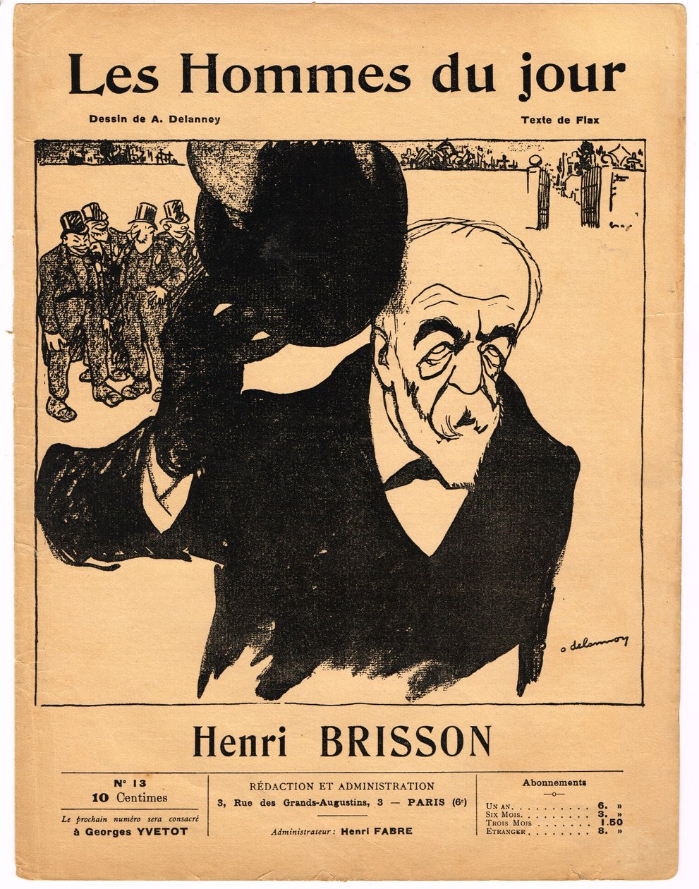 Cover of Les Hommes du jour, Satirical in B & W by Aristide Delannoy