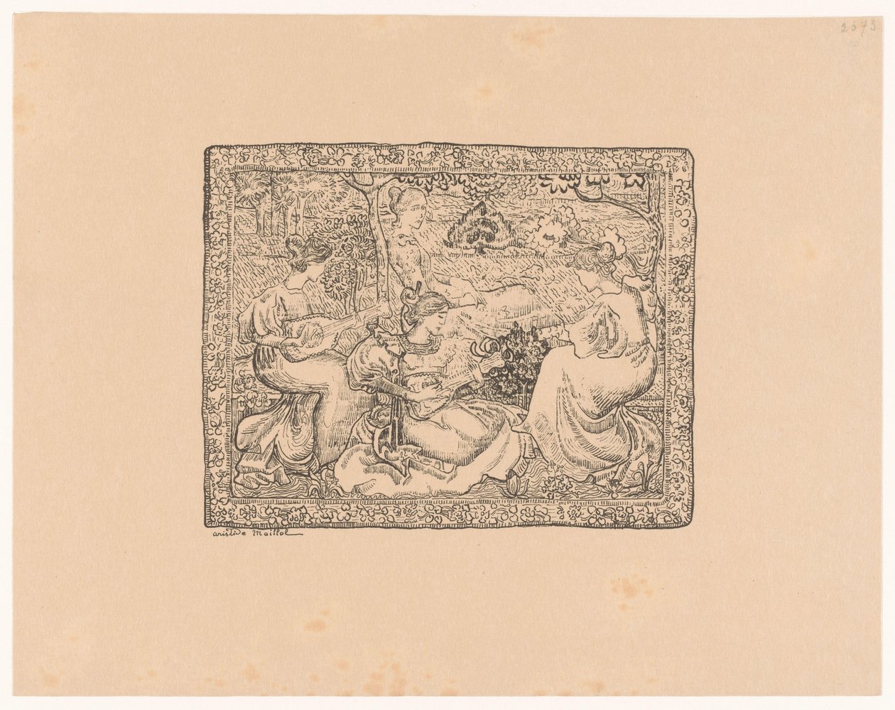 Tapestry with Four Women Making Music in a Landscape by Aristide Maillol
