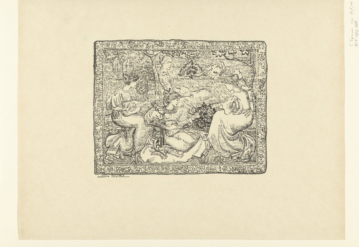 Tapestry with Four Women Making Music in a Landscape (series title: L
