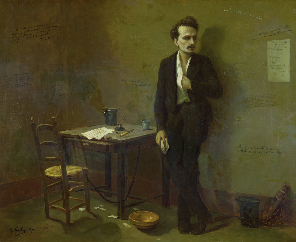 Henri Rochefort (1831-1913) in Mazas Prison, 1871 by Armand Desire Gautier
