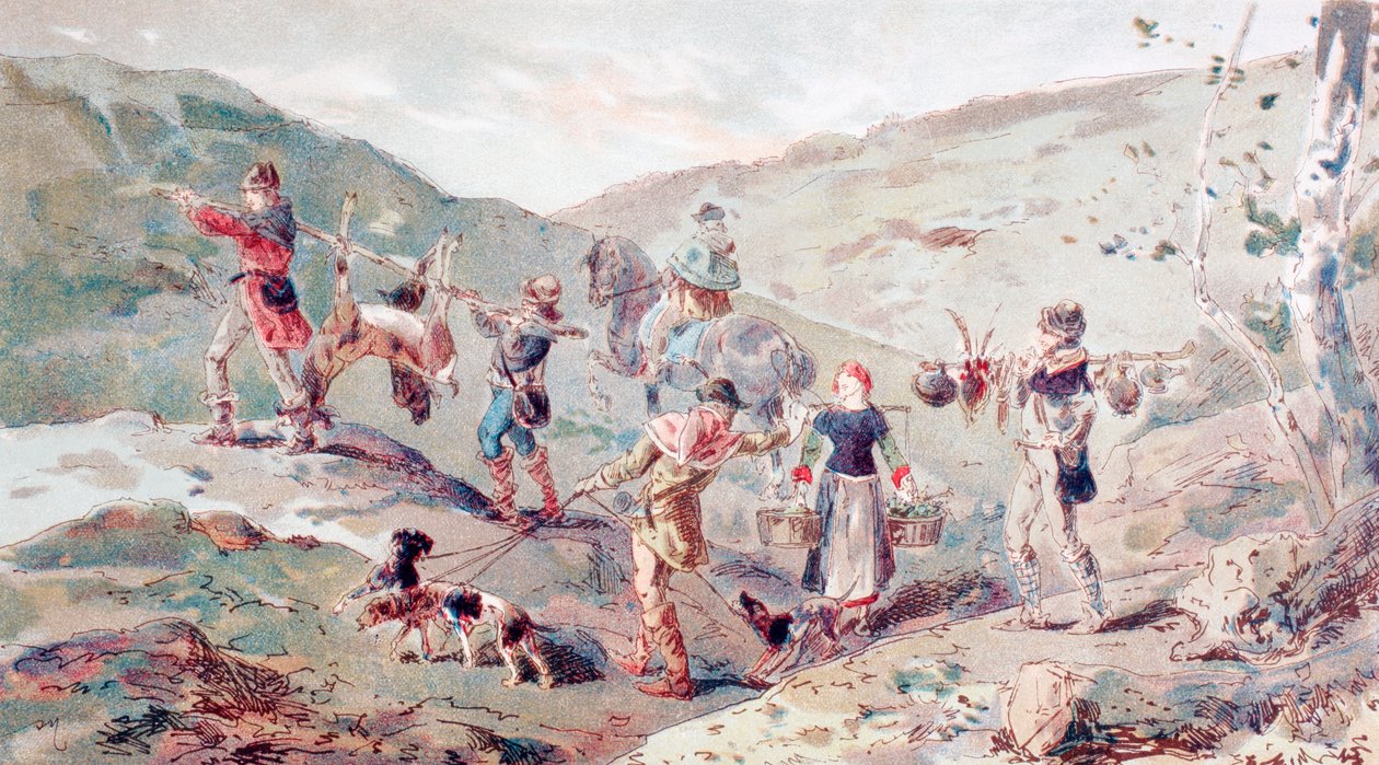 13th Century Hunting Party with Porters by Armand Jean Heins
