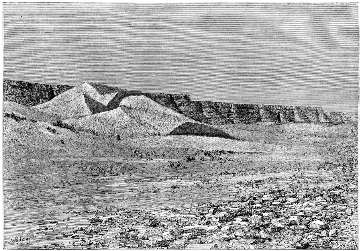 Cliffs of the Igharghar, taken from the north of Temassinin by Armand Kohl