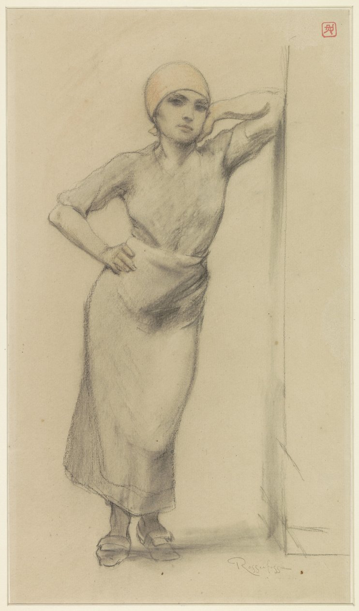 Standing Factory Girl Leaning Against a Doorpost by Armand Rassenfosse