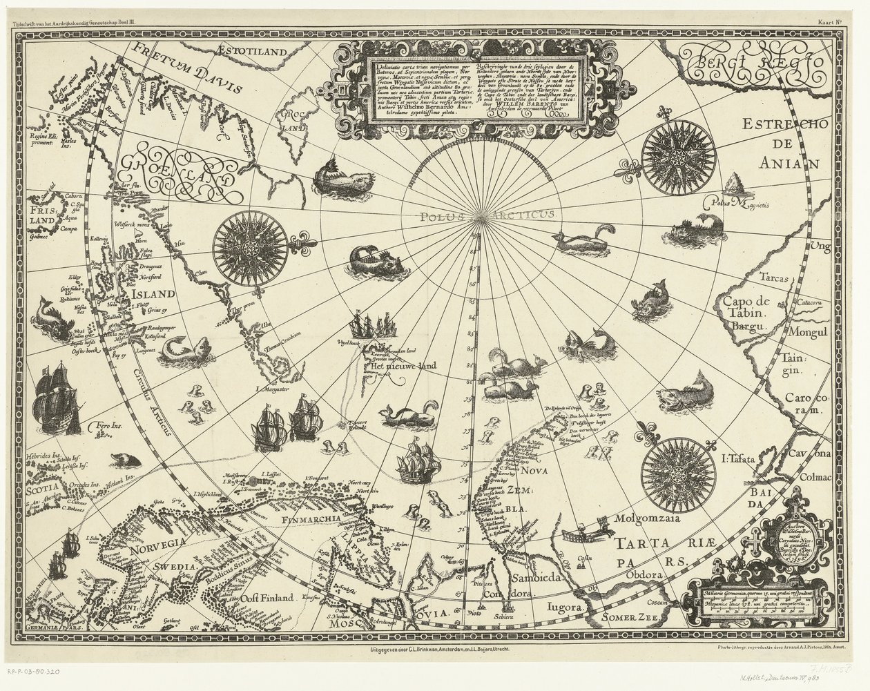 Map of the Lands Around the Arctic Circle with the Three Voyages of the Dutch, 1598 by Arnaud A.J. Pistoor