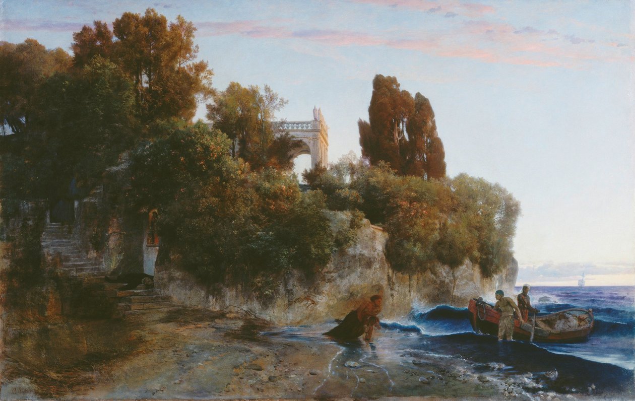Castle by the Sea & Murder in the Castle Garden by Arnold Böcklin