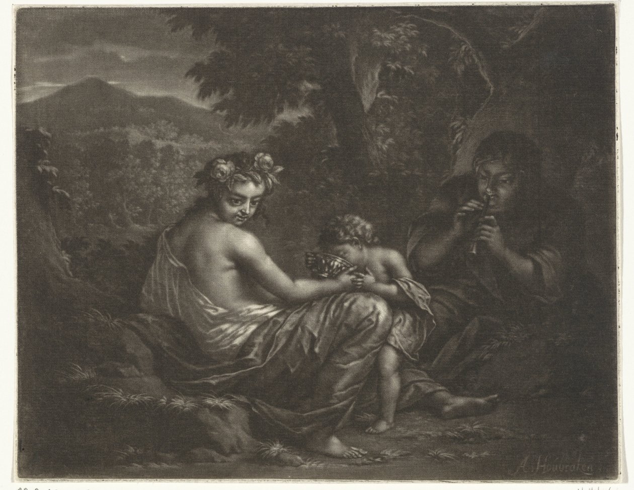 Shepherdess and Shepherd with Their Child by Arnold Houbraken