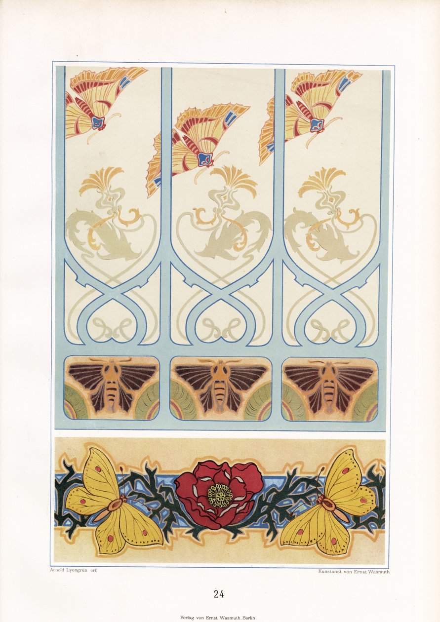 Insect Motifs in Art Nouveau Ornamentation: Butterflies, Moths and Poppy Blossom by Arnold Lyongrün