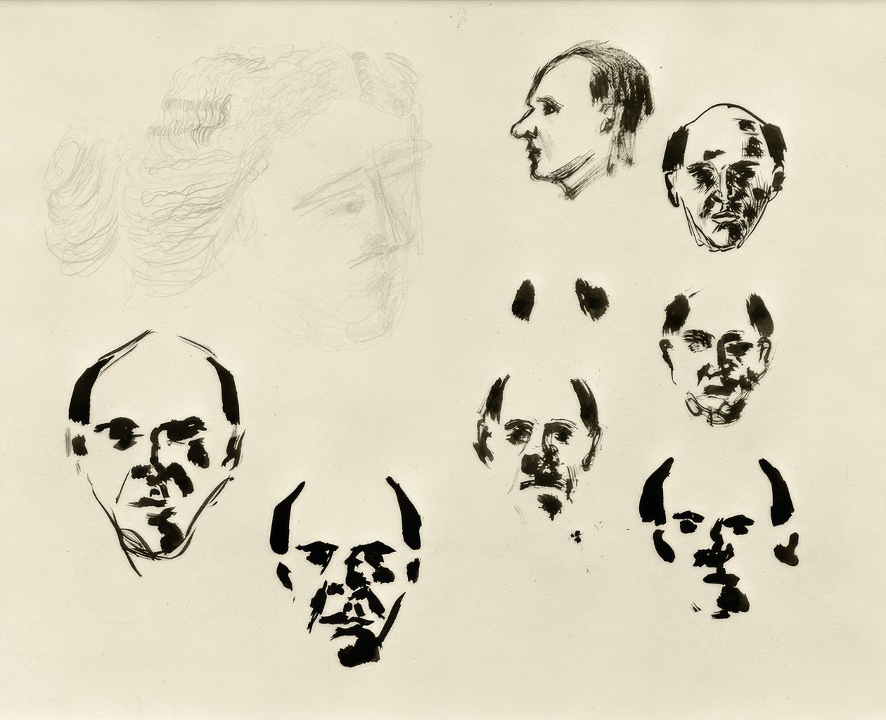 Self-Portraits (7 Heads en face and in Profile and Sketch) by Arnold Schönberg