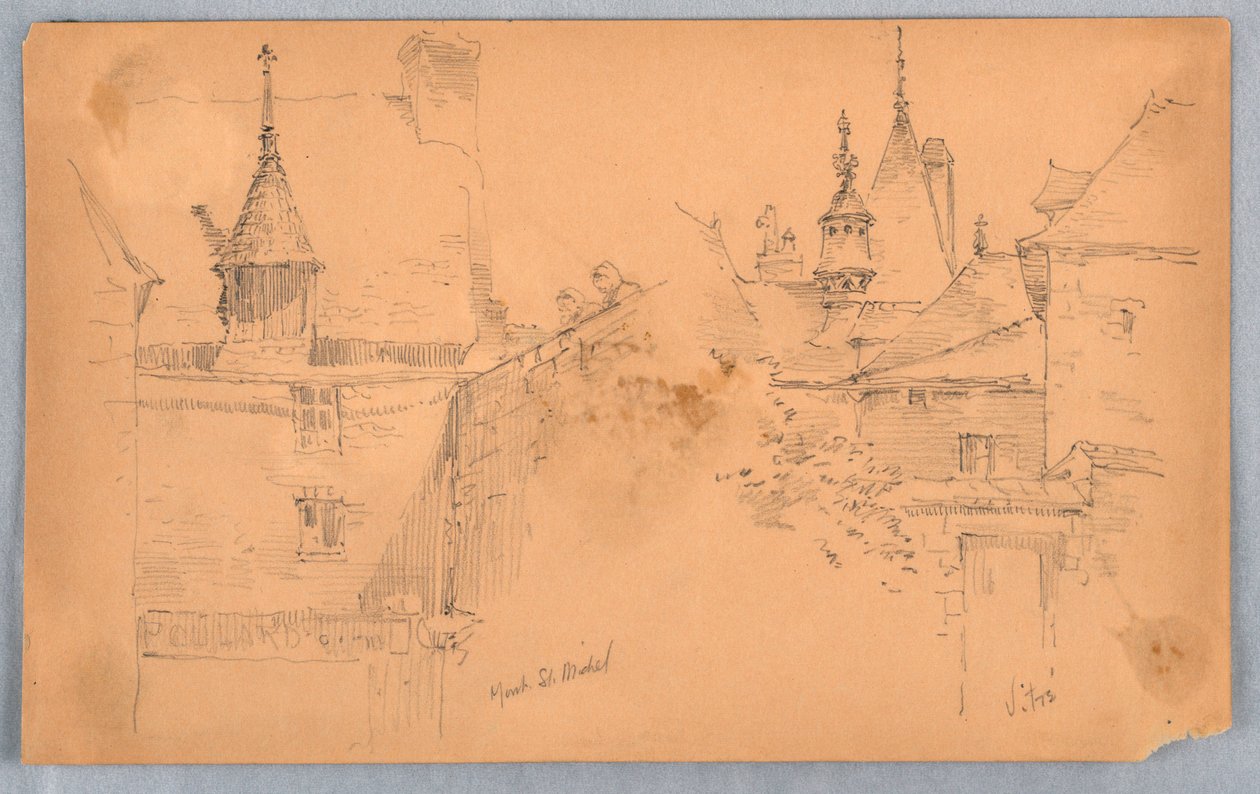 Two Scenes at Mont St. Michel and Vitré by Arnold William Brunner
