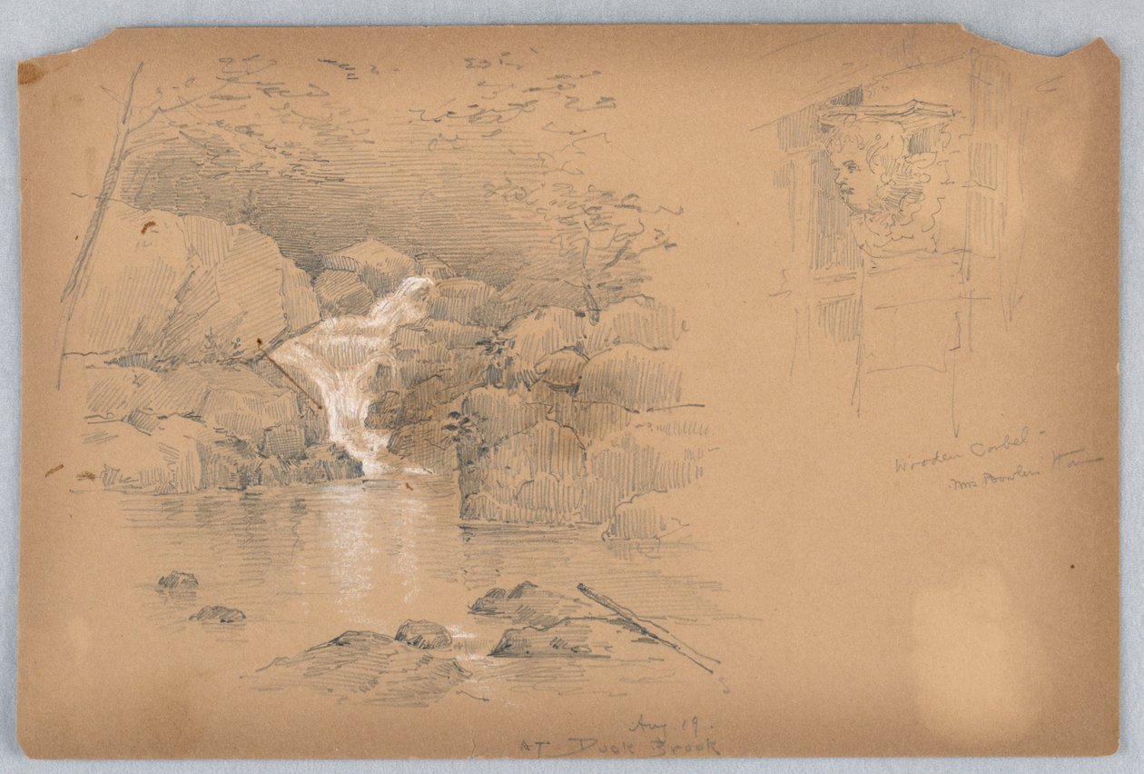 Two Sketches, Corbel and Waterfall by Arnold William Brunner